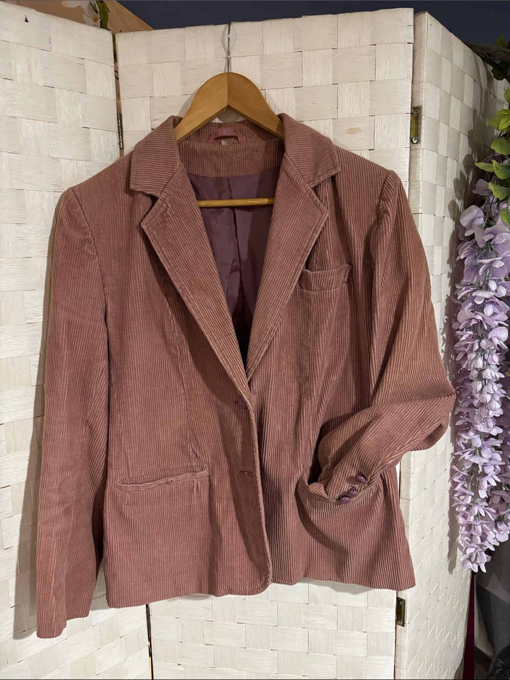 Vintage Stockton Mauve Corduroy Blazer Jacket 100% Cotton 90s Academia